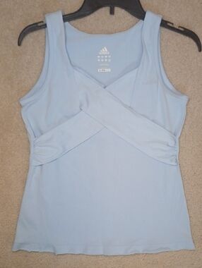 Adidas Light Blue Cross-Front Tank Top Womens Medium